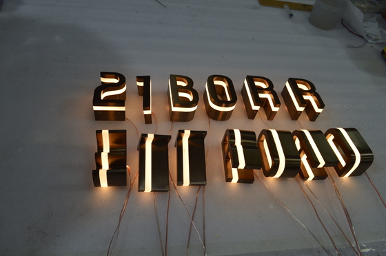 Bronze / Brass Edge Lit Acrylic Letters Stainless Steel UL Approved
