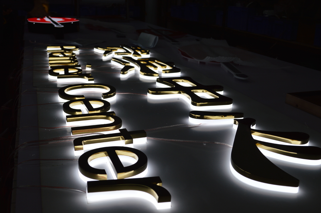 50mm Stainless Steel Letter Signage , Backlit Halo Letters With LED Illumination