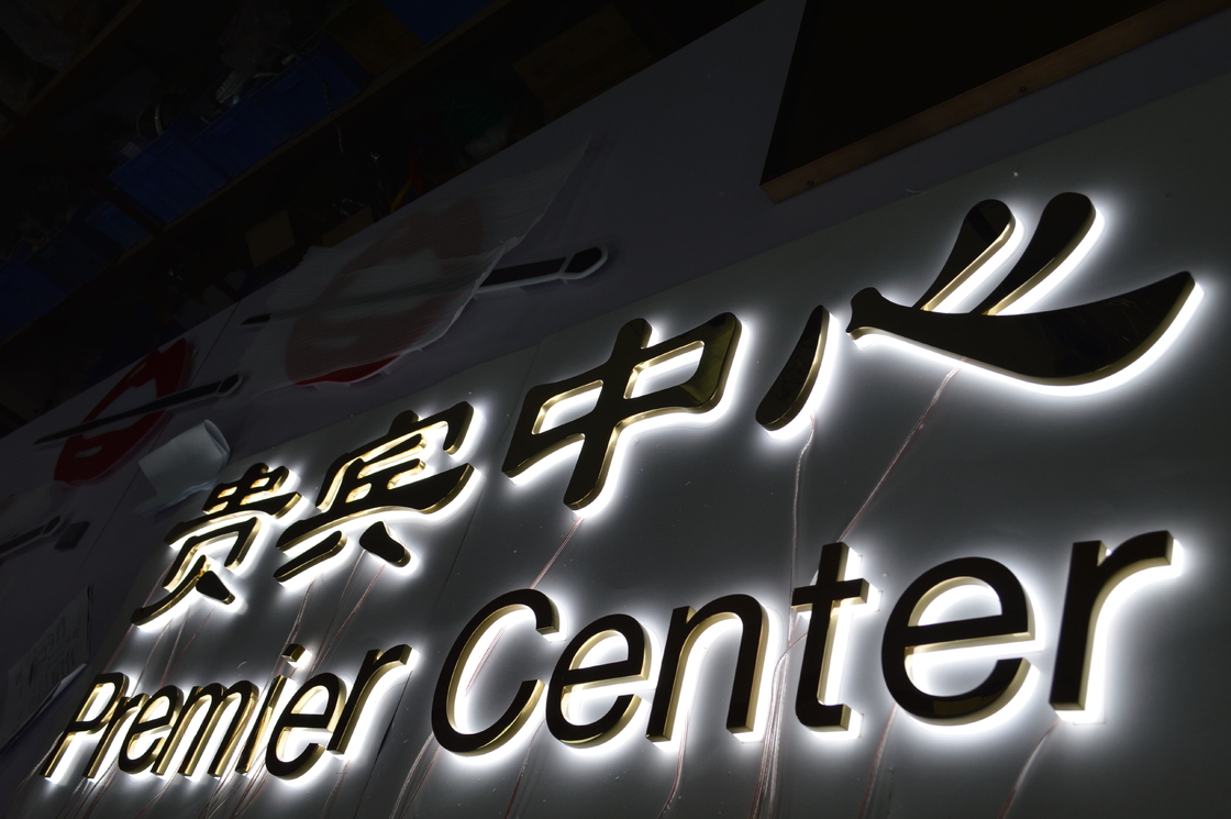 50mm Stainless Steel Letter Signage , Backlit Halo Letters With LED Illumination
