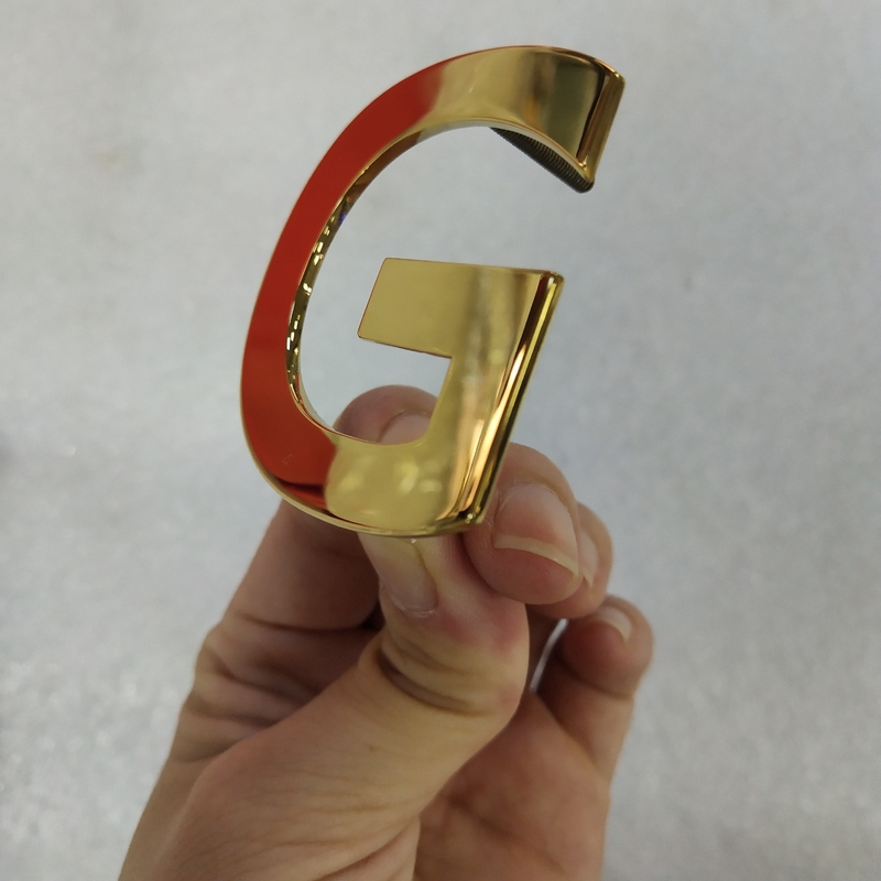 Gold 3D Galvanized Decorative Metal Letters 2-25mm Depth Mirror Polished / Brushed