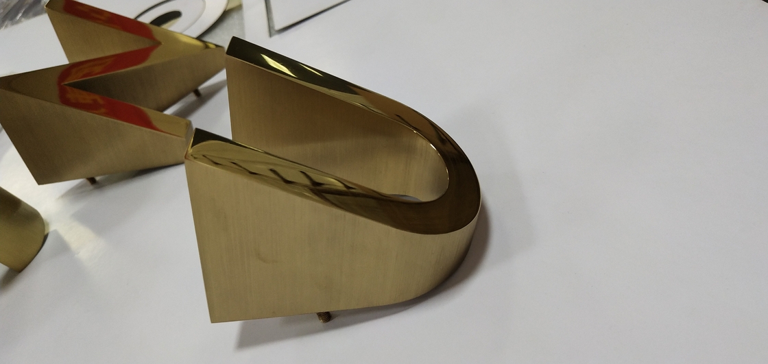 Electroplated brass 3D Stainless Steel Letters 40mm for Hospitals / Mall