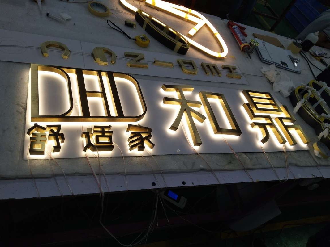 Outdoor Engraving 3D Backlit Signage / Custom 3D Metal Signs 2500K