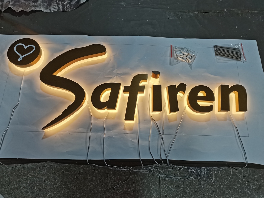 Electroplated Brass Acrylic Edge Lit Channel Letters Easy Install / Maintain