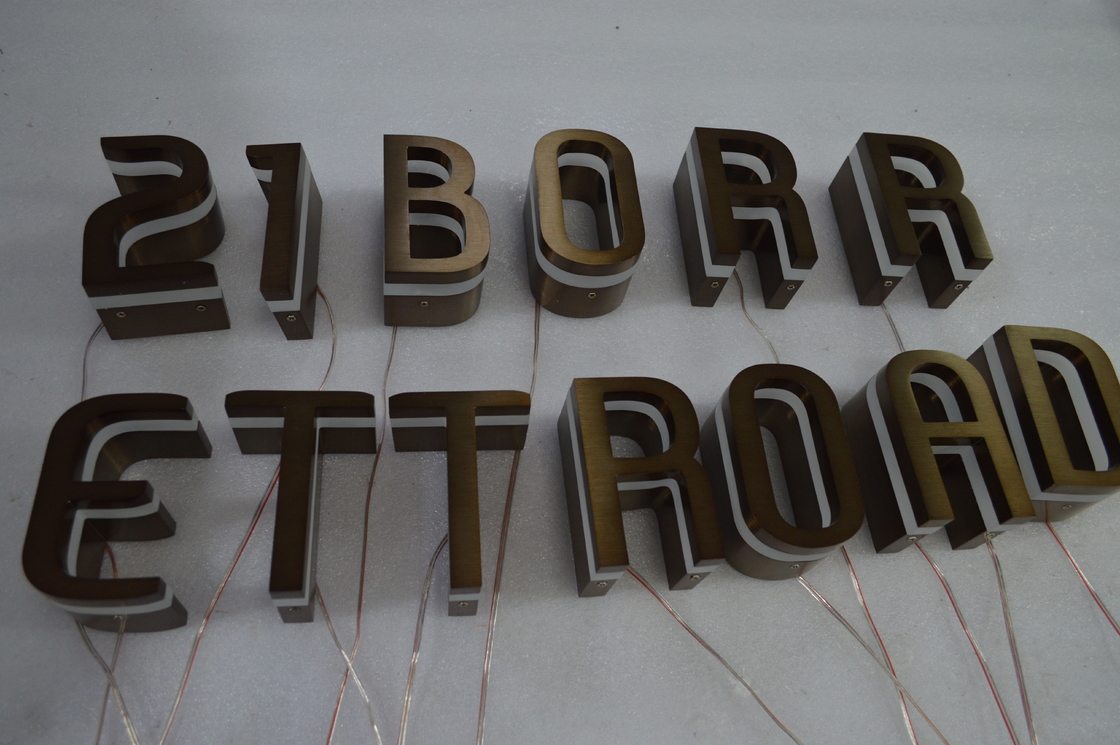 Bronze / Brass Edge Lit Acrylic Letters Stainless Steel UL Approved