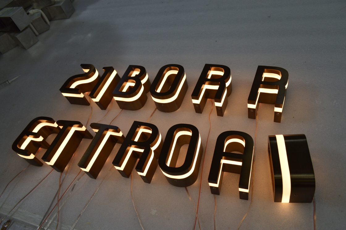 3D Acrylic LED Edge Lit Signs Brass / Chromed Wall Mounted