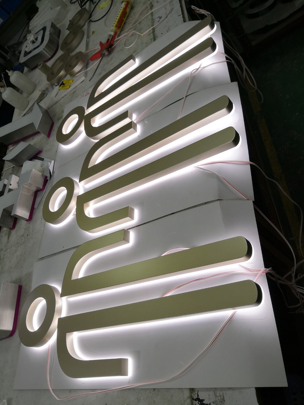 Illuminated LED Edge Lit Signs Bronze Size Customized  Stainless Steel