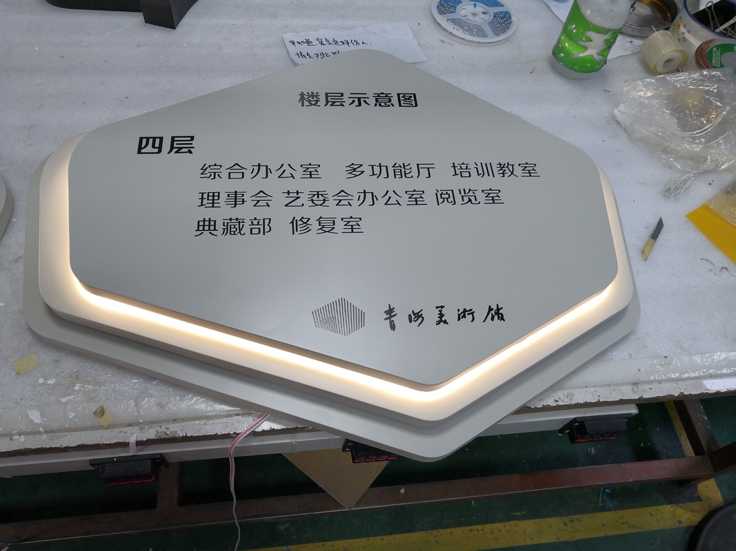 SUS LED Edge Lit Signs Wall Mounted 12mm Stainless Steel Panel Digital Printed