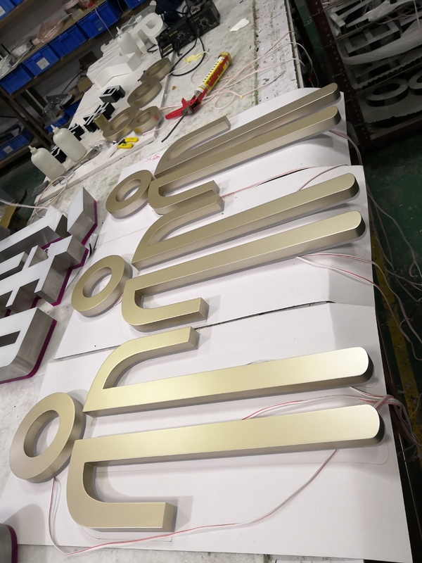 Illuminated LED Edge Lit Signs Bronze Size Customized  Stainless Steel