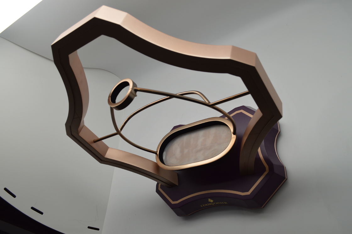 Golden Visual Merchandising Displays Aluminum for Wine Showing / Retail Space