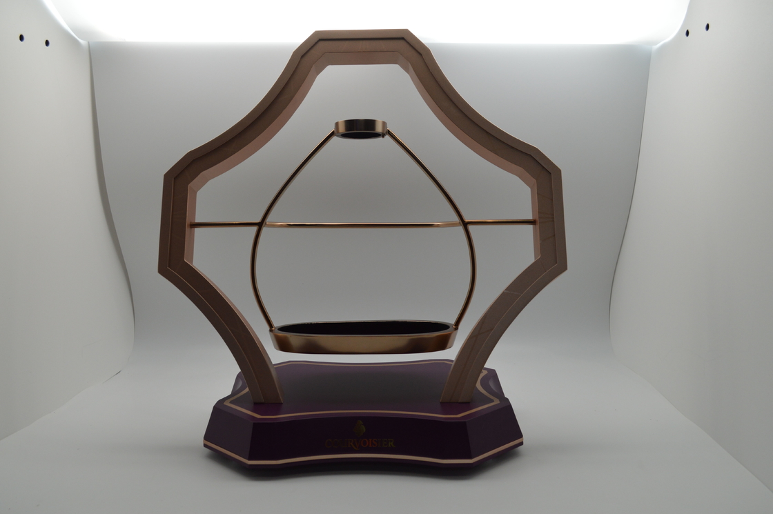 Golden Visual Merchandising Displays Aluminum for Wine Showing / Retail Space